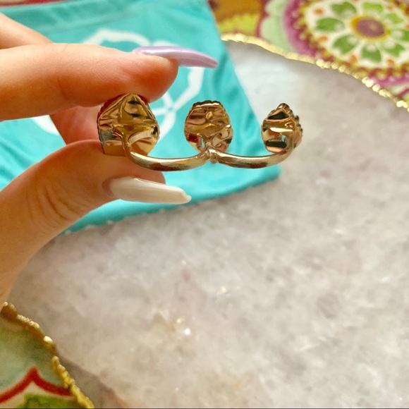 COPY  - KENDRA SCOTT NAOMI Rose Gold Drusy Double Ring M/L - Picture 5 of 7